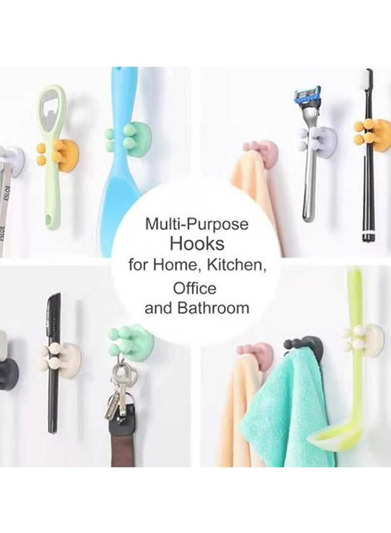 Loquat 6 Pcs Wall Mounted Toothbrush Holder Multi Function Toothbrush Hook for Hanging Bathroom Kitchen(Mixed) - Image 1