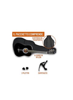 XF 3/4 Size Junior Kids Classical Spanish Starter Beginner Pack Acoustic Guitar with Nylon Strings, Gig Bag, Capo and Picks – Black  - Image 3