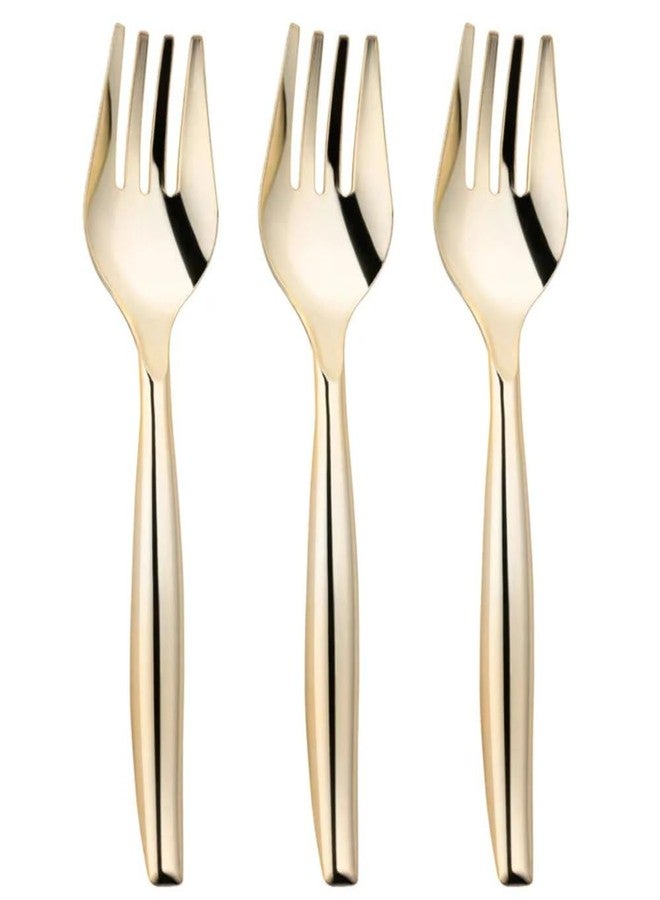Kaya Elegant Gold Plastic Disposable Serving Forks (Pack of 5) - Premium Quality, Reusable & Heavy-Duty Cutlery for Parties & Events - Image 1