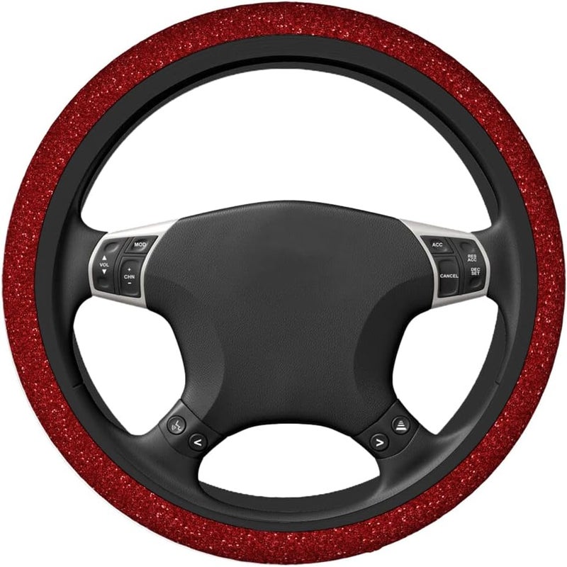 Swono Red Glitter Steering Wheel Cover,Abstract Red Shiny Glitter Breathable Auto Car Steering Wheel Cushion Case for Men Universal 15 Inch Steering Wheel Protection - Image 2