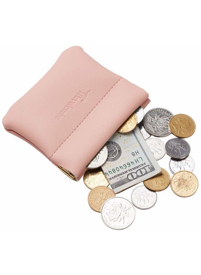 Travelambo Leather Squeeze Coin Purse Pouch Change Holder For Men & Women, Access Pink Lotus, One size - Image 3