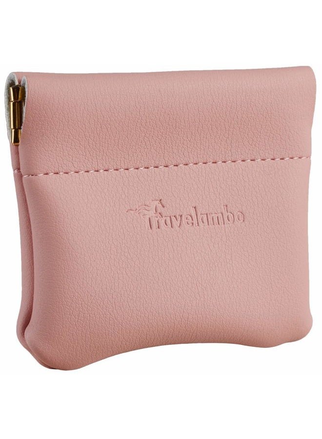 Travelambo Leather Squeeze Coin Purse Pouch Change Holder For Men & Women, Access Pink Lotus, One size - Image 1