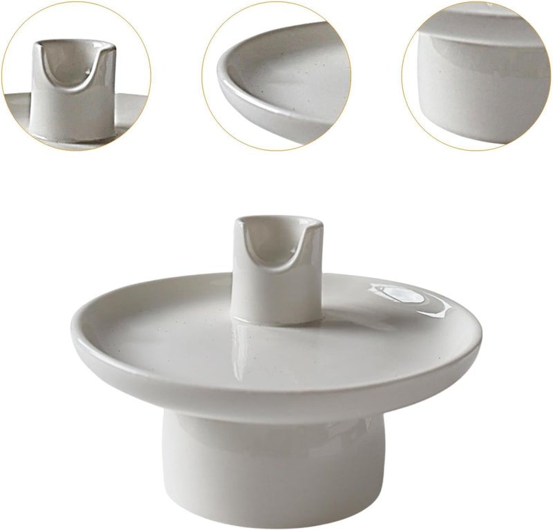 Ceramic Incense Burner Palo Santo Holder Sage Burner Bowl for Aromatherapy Meditation Home Decor 5.02x5.02x3.06 inch- White - Image 4