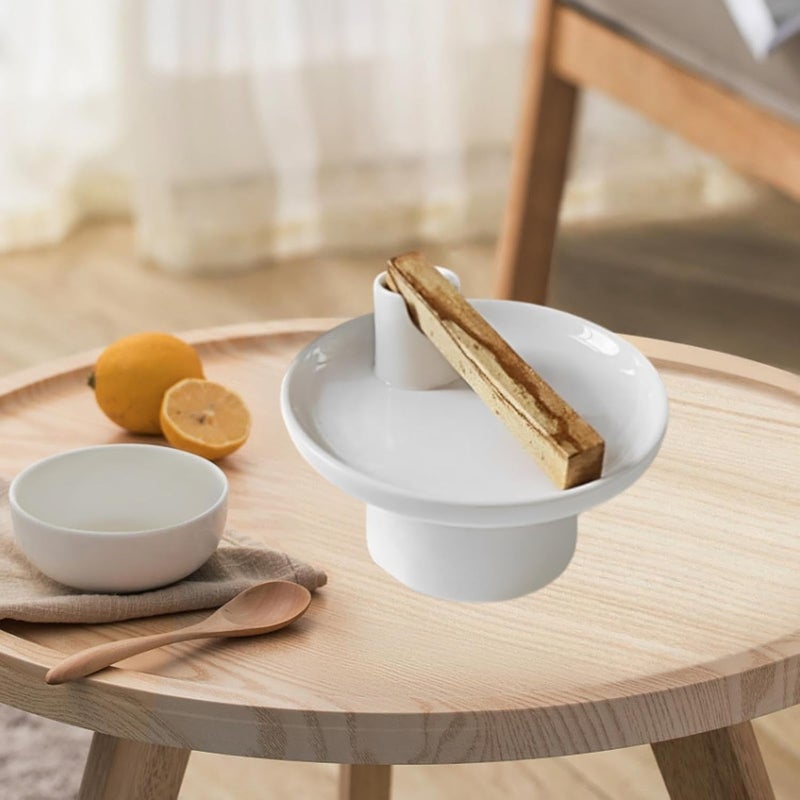 Ceramic Incense Burner Palo Santo Holder Sage Burner Bowl for Aromatherapy Meditation Home Decor 5.02x5.02x3.06 inch- White - Image 2