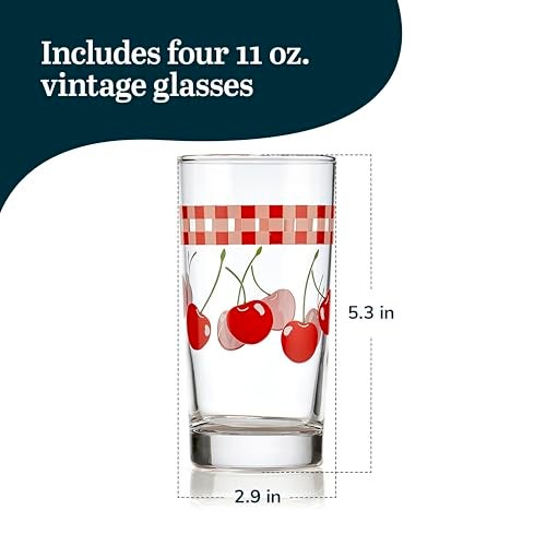 Libbey Vintage Juice Drinking Glasses Set of 4, Colorful, Retro Fruit Design Glass Cups Set, Dishwasher Safe Water Glasses Set for Everyday Beverages - Image 3
