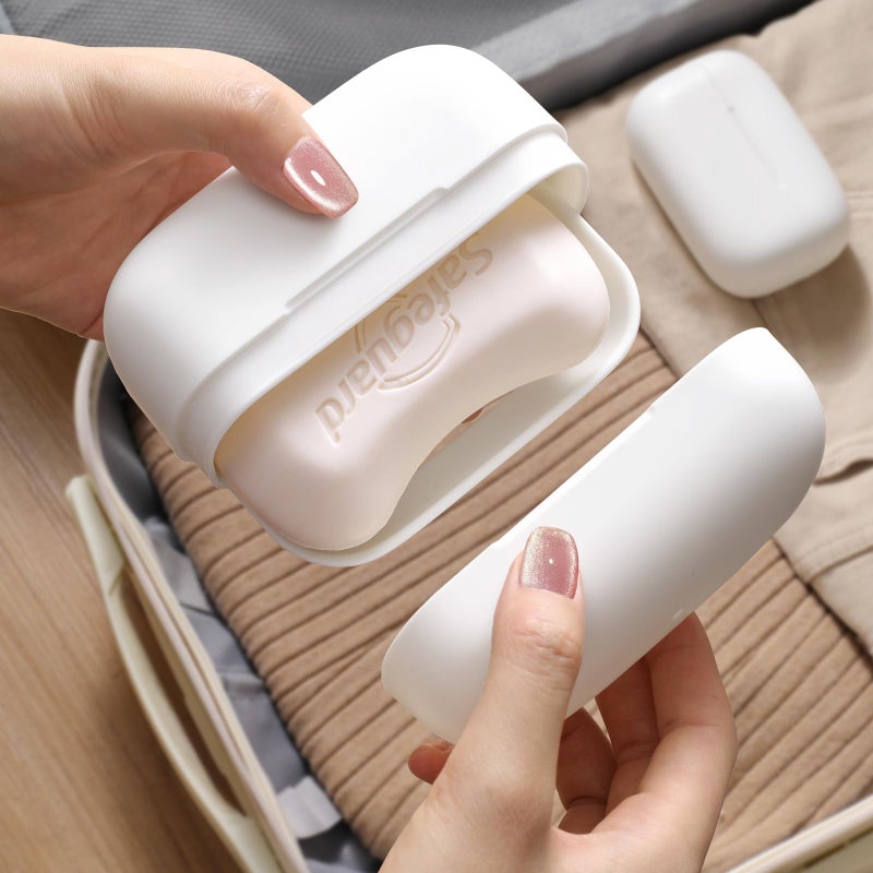 MOPMS Travel Soap Case Leak-Proof Soap Container Holder Travel Bar Soap Dish Portable Box with Draining Layer for Traveling, Shower, Gym and Camping, White - Image 1