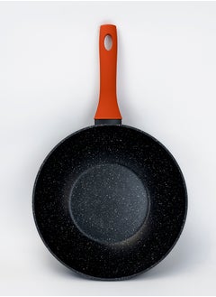 Wilson Aluminum Wok Pan 28x13cm with Marble Coating Silicon Handle and Induction Bottom  - Image 2
