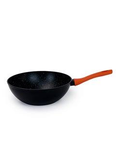 Wilson Aluminum Wok Pan 28x13cm with Marble Coating Silicon Handle and Induction Bottom  - Image 1