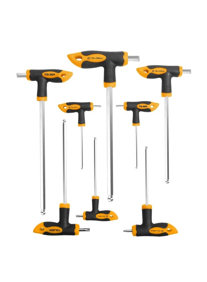 Tolsen 20062 8PCS Hex T-Handle Screwdriver Set – Cr-V Allen Key Drivers with Ergonomic Comfort Grip Handles - Image 1
