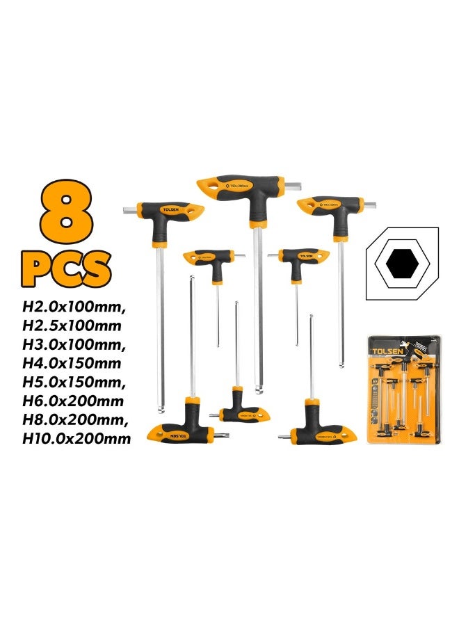 Tolsen 20062 8PCS Hex T-Handle Screwdriver Set – Cr-V Allen Key Drivers with Ergonomic Comfort Grip Handles - Image 2