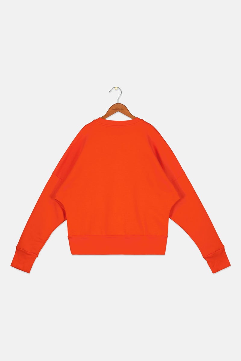 Adidas Kids Girl Sportswear Fit Crew Neck Long Sleeve Outdoor Sweatshirt, Collegiate Orange - Image 2