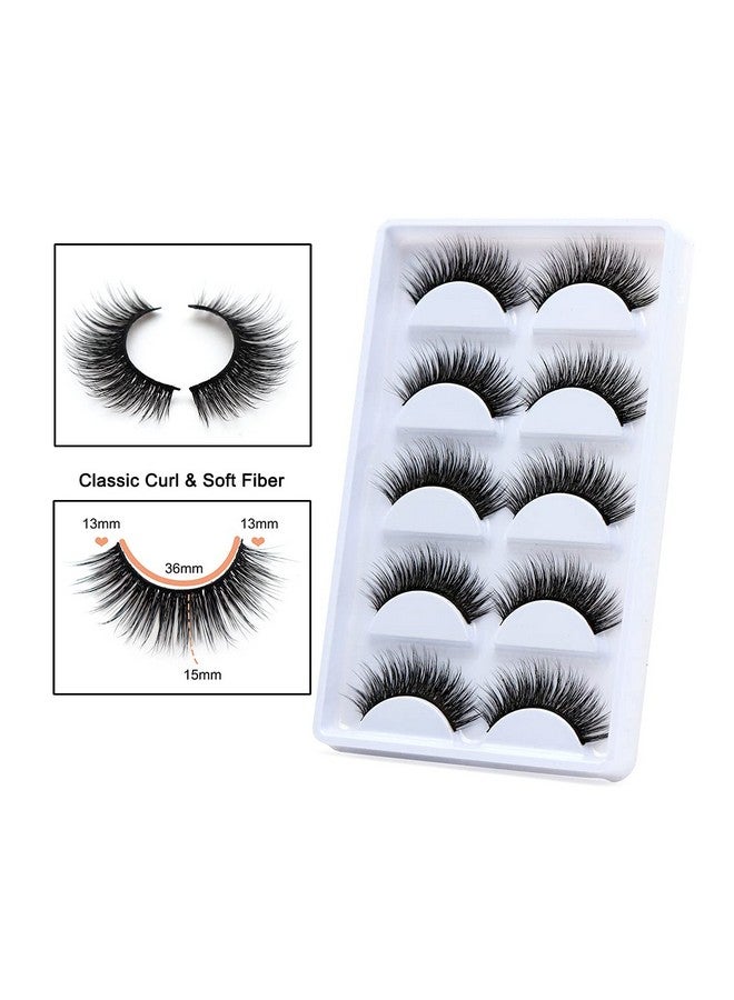 Veleasha Lashes 5D Faux Mink Lashes 100% Handmade Luxurious Fake Eyelashes Lightweight Fluffy False Eyelashes 5 Pairs Pack (Pretty) - Image 4