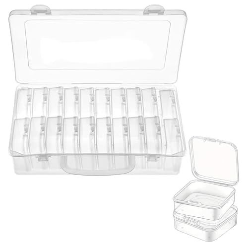 YUISI 20Pcs Jewellery Organisers Box– Transparent Jewelry Organizer Box with 20 Mini Storage Boxes, Earring Organizer Box for Rings, Beads& Nail Art, Organisers for Neat Storage - Image 1