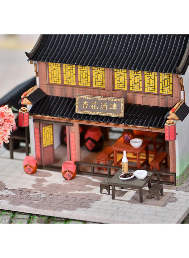 Bluejw Creative Retro Huizhou Architectural Model Apricot Flower Wine Shop Handmade 3d Villa Gift Ornaments For Women - Image 4