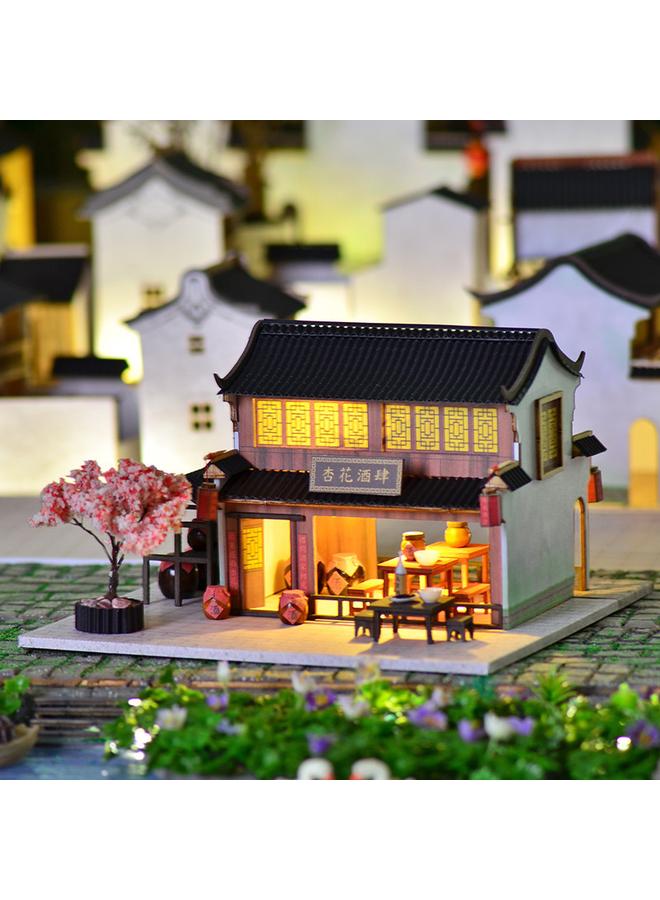 Bluejw Creative Retro Huizhou Architectural Model Apricot Flower Wine Shop Handmade 3d Villa Gift Ornaments For Women - Image 5