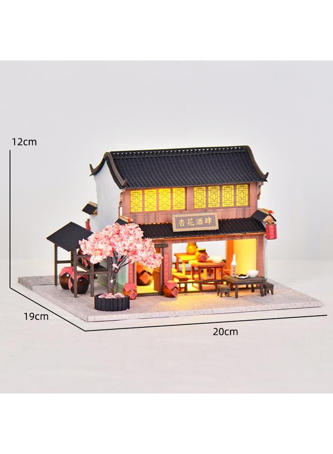 Bluejw Creative Retro Huizhou Architectural Model Apricot Flower Wine Shop Handmade 3d Villa Gift Ornaments For Women - Image 1