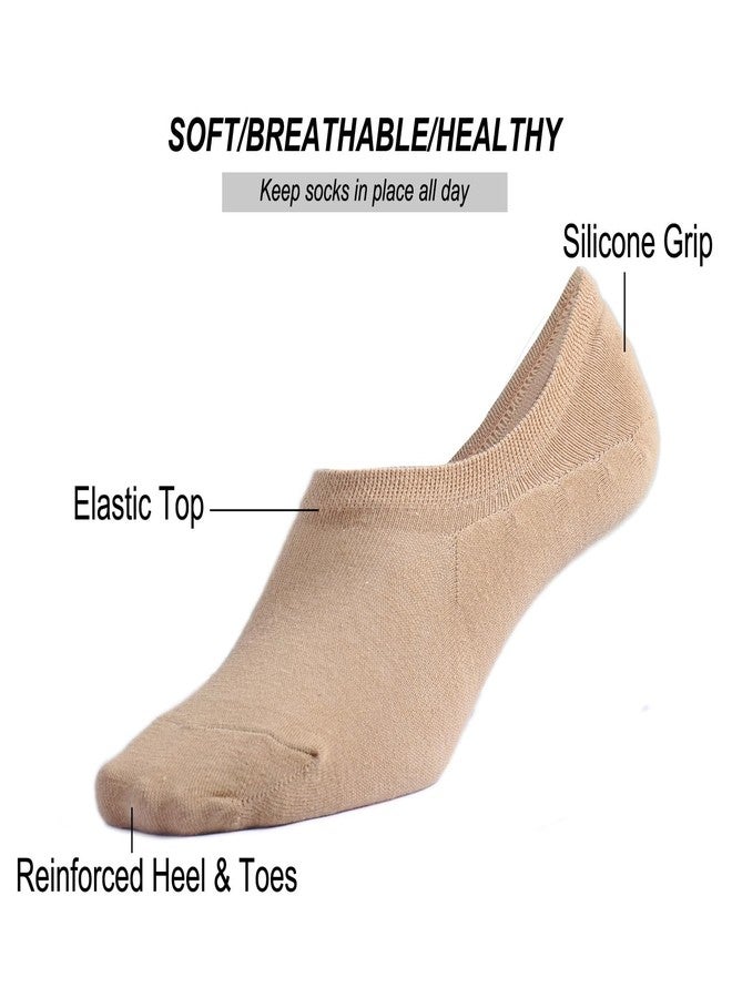 EPEIUS جوارب إيبوس النسائية القصيرة غير القابلة للانزلاق، جوارب قصيرة رفيعة تصل إلى الكاحل، بطانة غير مرئية، مقاس 8-10، لون كاكي كراميل موكا، 6 أزواج، مقاس كبير - Image 3