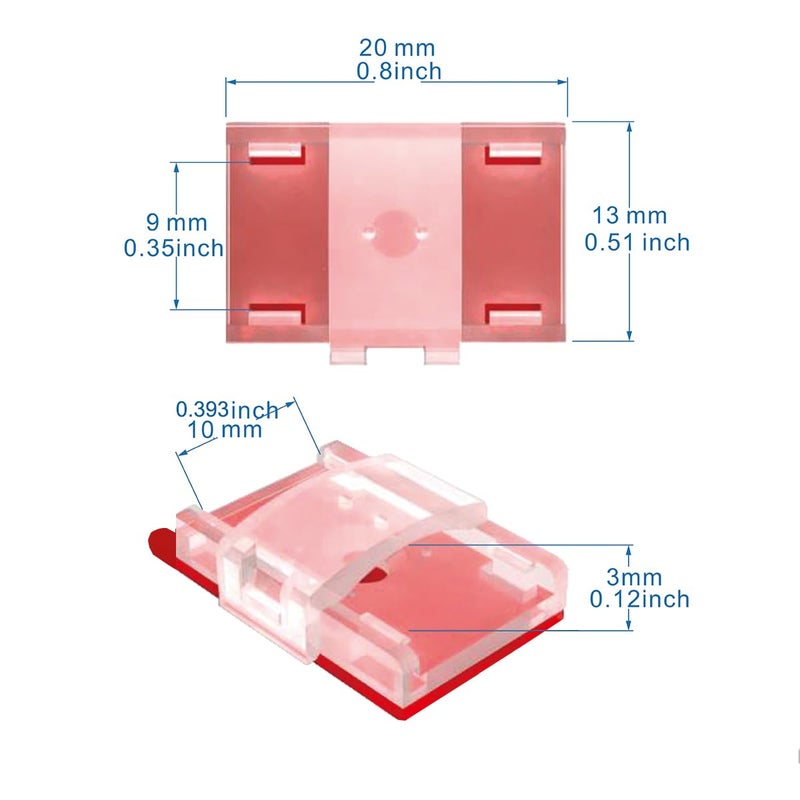 ATB شريط إضاءة LED ATB المستقبل مع حوامل لاصقة ذاتية التثبيت ومشابك، حامل شريط LED، مشابك تنظيم أسلاك الكابلات للمركبة، الخزانة، تحت الطاولة، المطبخ، غرفة المعيشة، المتجر، في الهواء الطلق (100 عبوة) - Image 5