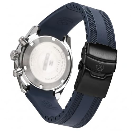 INO Design StrapXPro(SMX03A) Watch Band 20mm Curved-end Rubber Watch Strap Replacement for Seiko Prospex Speedtimer SSC813, SSC815, SSC817, SSC819, SSC909, SSC917, SSC933 (Navy Blue with Black Clasp) - Image 5