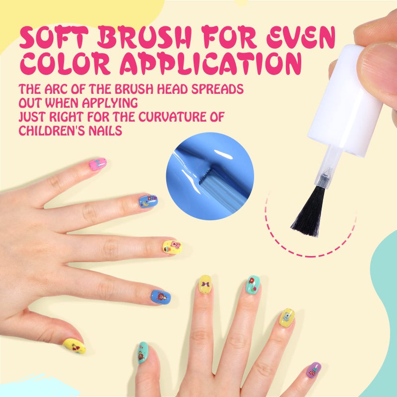 TOMICCA Kids Nail Polish Set - 12 Candy Rainbow Colors Non Toxic Water Based Odorless Peel Off Quick Dry Natural Safe for Toddler Parties & Birthday Girls (Ages 3+) - Image 3