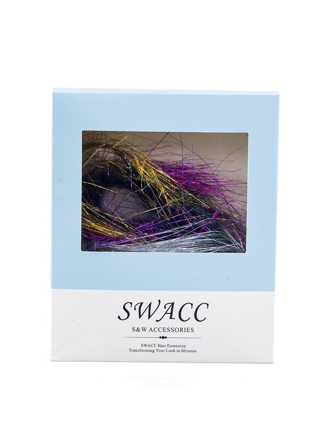SWACC 22 Pcs Colored Party Highlights Clip on in Hair Extensions Multi-Colors Hair Streak Synthetic Hairpieces (11 Colors 22 Pcs in Set -Sparkling & Shiny Hair Tinsel Strands) - Image 3