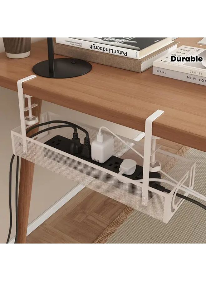 Under Desk Cable Management Tray No Drill Steel Storage Box Multiple Compartments Black - Image 2