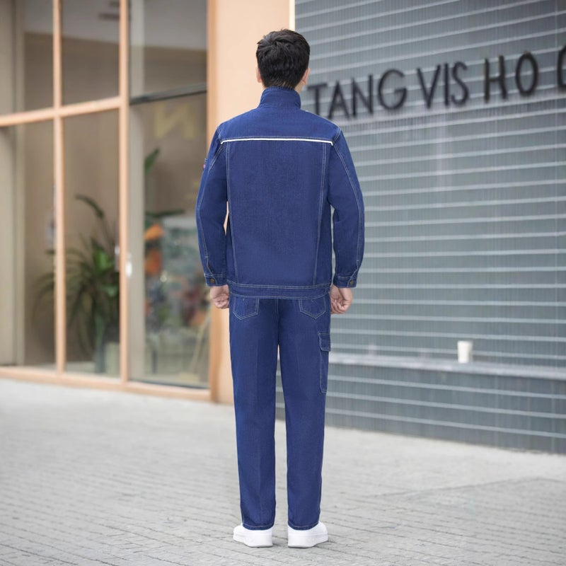 Double-Layer Thickened Welder Denim Work Clothes Suit Fireproof Flower Anti-Scalding Tooling Wear-Resistant Work Protection Clothing Factory Clothing - Image 4