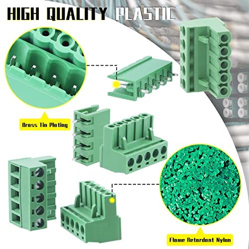 Mardatt 32 Sets Male Female Pluggable Terminal Blocks Connector Socket, 5.08mm Pitch Plug-in PCB Mount Screw Terminal Block (2/3/4/5/6/7/8/9 Pins) - Image 4
