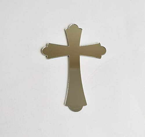 YongPan 20PCS Acrylic Mirror Cross Sticker Laser Cutting Acrylic Mirrored Crosses for Scrapbooking Wedding Party Favors Home Decor (Silver) - Image 1