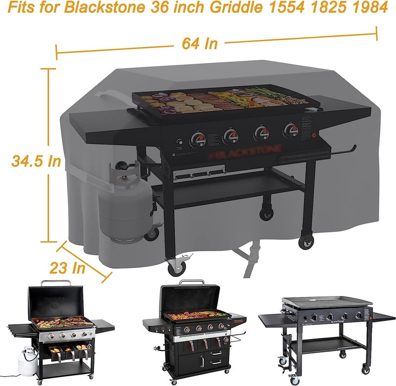 EDIBIN 36 Inch Griddle Cover Fits for Blackstone 36 inch Flat Top Gas Griddle 1554 1825 1984, Heavy Duty Waterproof 36" Griddle Cover Fit Royal Gourmet GD401 Fit Blackstone 36 inch Griddle(Tan) - Image 2