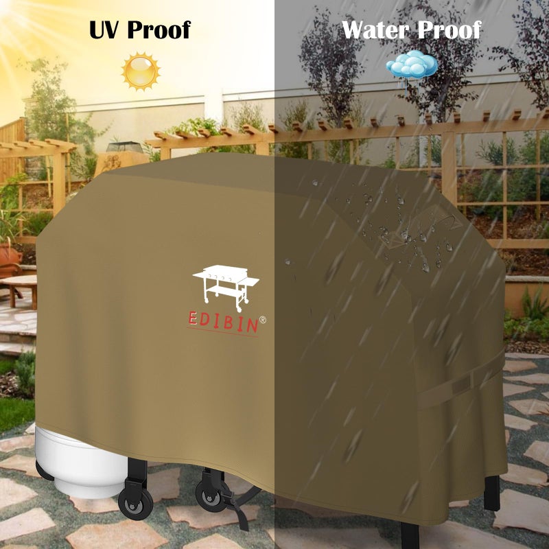 EDIBIN 36 Inch Griddle Cover Fits for Blackstone 36 inch Flat Top Gas Griddle 1554 1825 1984, Heavy Duty Waterproof 36" Griddle Cover Fit Royal Gourmet GD401 Fit Blackstone 36 inch Griddle(Tan) - Image 3
