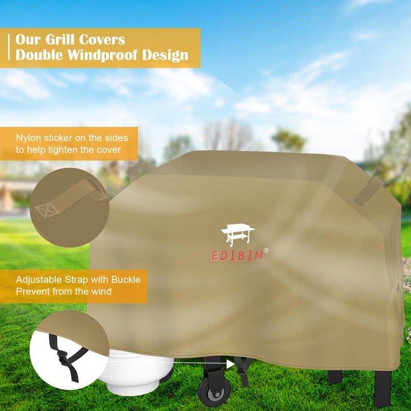 EDIBIN 36 Inch Griddle Cover Fits for Blackstone 36 inch Flat Top Gas Griddle 1554 1825 1984, Heavy Duty Waterproof 36" Griddle Cover Fit Royal Gourmet GD401 Fit Blackstone 36 inch Griddle(Tan) - Image 4