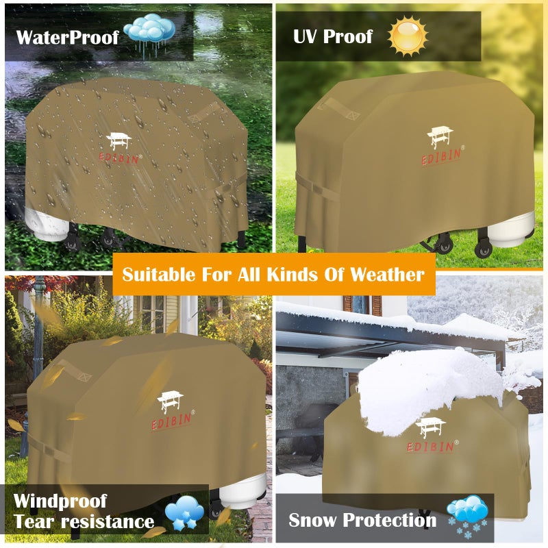 EDIBIN 36 Inch Griddle Cover Fits for Blackstone 36 inch Flat Top Gas Griddle 1554 1825 1984, Heavy Duty Waterproof 36" Griddle Cover Fit Royal Gourmet GD401 Fit Blackstone 36 inch Griddle(Tan) - Image 5