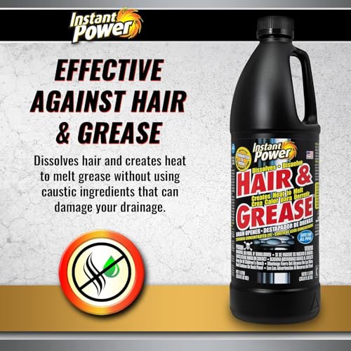 Instant Power Hair and Grease Drain Cleaner - Shower Drain & Sink Cleaner, Liquid Clog Remover, Made in USA, Sink Deodorizer - 1 Liter (Pack of 2) - Image 3