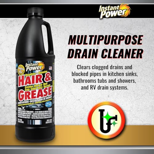 Instant Power Hair and Grease Drain Cleaner - Shower Drain & Sink Cleaner, Liquid Clog Remover, Made in USA, Sink Deodorizer - 1 Liter (Pack of 2) - Image 2