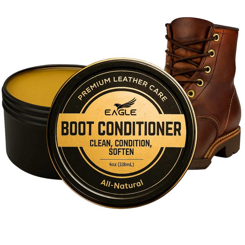 Eagle Deep Leather Conditioner for Boots  Saddles  120mL AllNatural Neatsfoot Oil  Beeswax Formula  Restores Cracked Dry  Oiled Leather  Leather Preservative for Work Boots Belts Gloves  Jackets