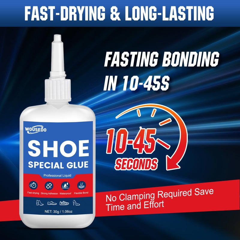 WOUSEDO 30g Shoe Super Glue - Quick Dry Strong Adhesive for Shoe Repair, Boots, Sneakers, Heels, Hiking Shoes, Leather, Handbags -Waterproof & Flexible. - Image 5