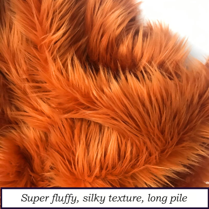 Bianna Creations Bianna Amber Deep Orange Faux Fur Fabric, American Seller, Luxury Shag Shaggy Material for Crafting, Sewing, Costumes, Fursuits, Home Decor (12x12 inches) - Image 3