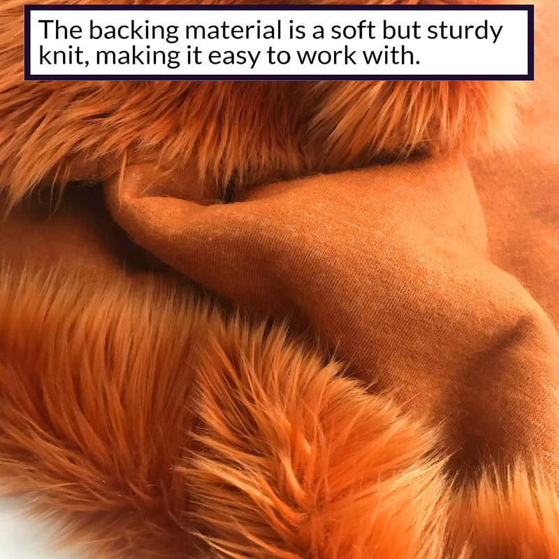 Bianna Creations Bianna Amber Deep Orange Faux Fur Fabric, American Seller, Luxury Shag Shaggy Material for Crafting, Sewing, Costumes, Fursuits, Home Decor (12x12 inches) - Image 2