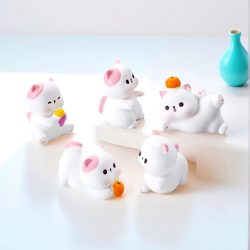 EVDERS 6Pcs Miniature Cat Figurines Mini Resin Cats, Miniature Cats Figures Cute Animals Cat Figurines for Outdoor Statues Desk Decor Micro Fairy Garden Landscape Tiny Resin Animals Figurine - Image 3
