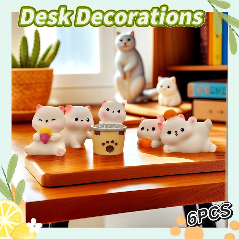 EVDERS 6Pcs Miniature Cat Figurines Mini Resin Cats, Miniature Cats Figures Cute Animals Cat Figurines for Outdoor Statues Desk Decor Micro Fairy Garden Landscape Tiny Resin Animals Figurine - Image 4