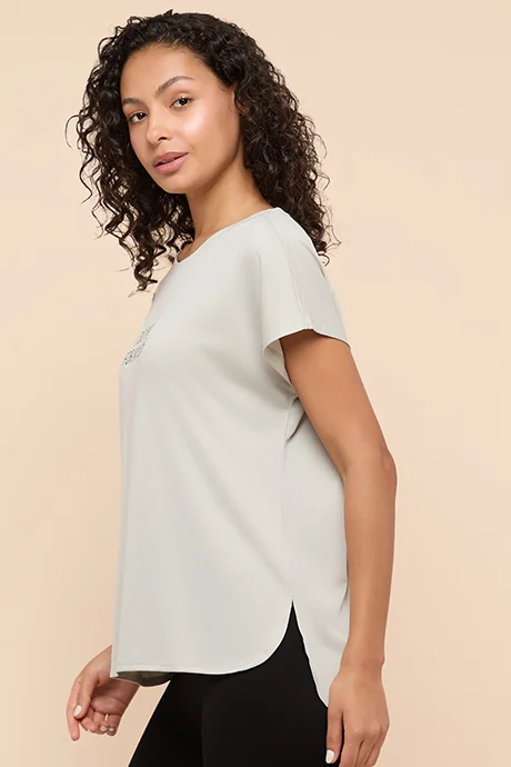 أر أند بي Printed Active T-Shirt with Crew Neck and Short Sleeves