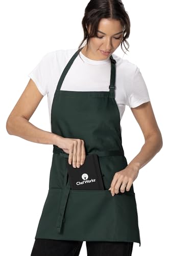 Chef Works Unisex Three Pocket Apron Hunter Green One Size - Image 3