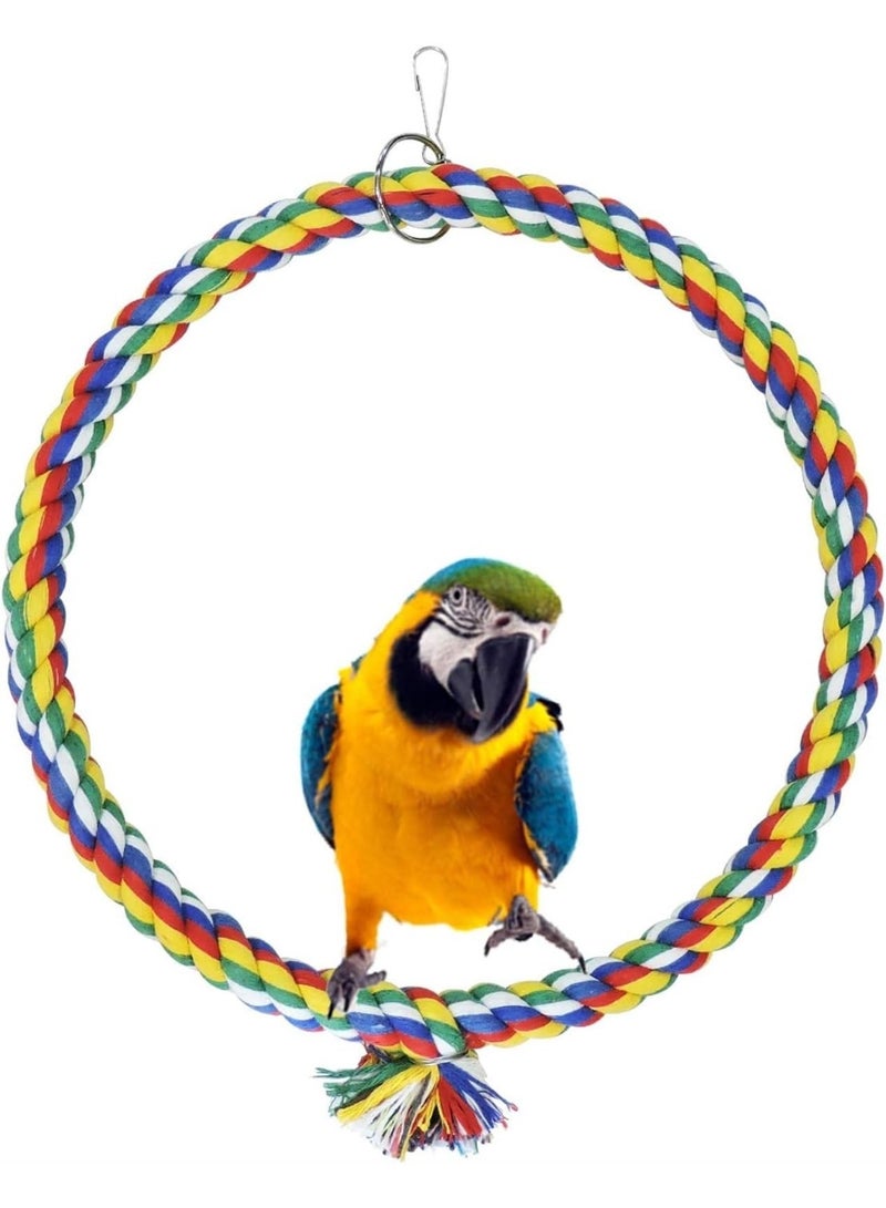 Bird Swing, Cage Hanging Toys Cotton Rope Swing Bite Resistance Perches Toy Parrot Toy Boardmaker for Budgie, Cockatiels, Conures, Finches, Small Parakeets - Image 1