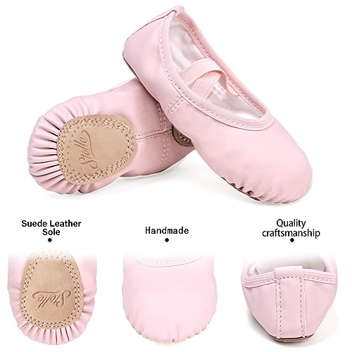 Stelle Ballet Shoes for Girls Toddler Ballet Slippers Soft Leather Boys Dance Shoes for Toddler/Little Kid/Big Kid (Pink, 11ML) - Image 3