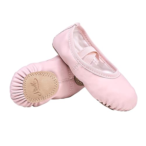 Stelle Ballet Shoes for Girls Toddler Ballet Slippers Soft Leather Boys Dance Shoes for Toddler/Little Kid/Big Kid (Pink, 11ML) - Image 1