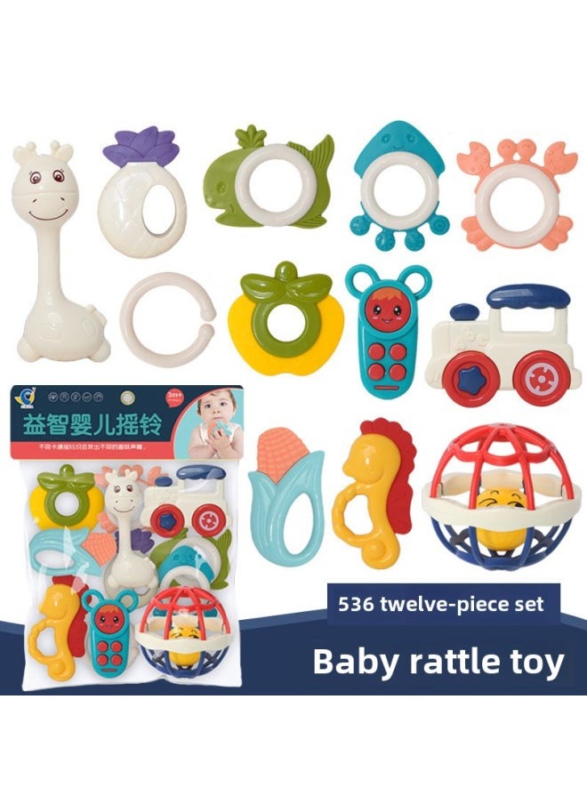 Export Of Southeast Asia Baby Toys Newborn Tooth Glue Rattle Soft Rubber Baby Puzzle Early Education Rattle Suit-Color:Baby Rattle 5-piece Set (515)  - Image 2