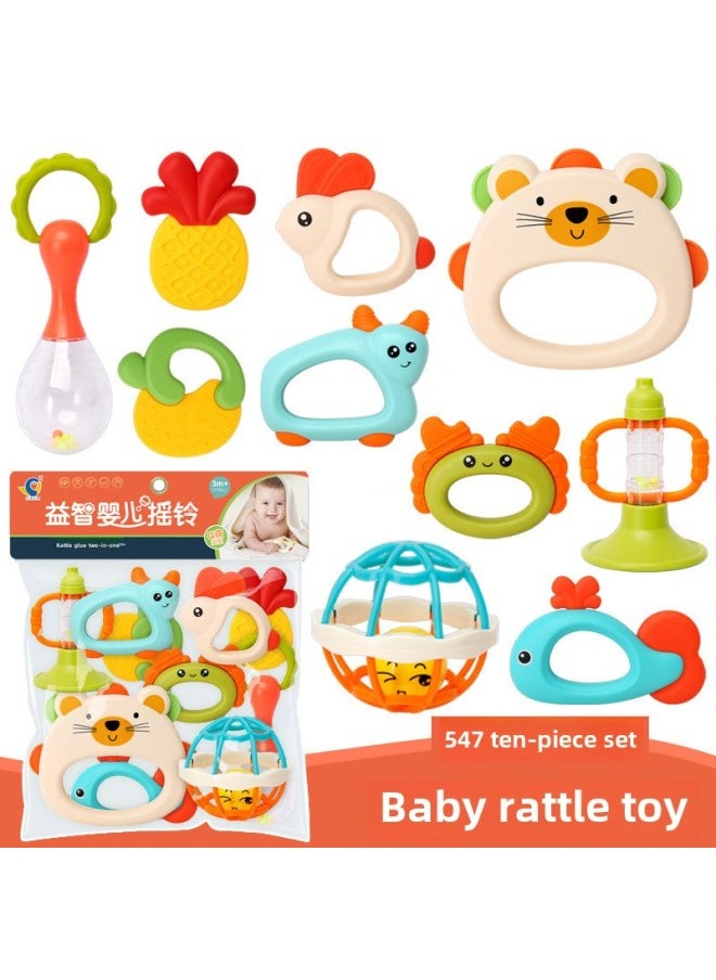 Export Of Southeast Asia Baby Toys Newborn Tooth Glue Rattle Soft Rubber Baby Puzzle Early Education Rattle Suit-Color:Baby Rattle 5-piece Set (515)  - Image 5