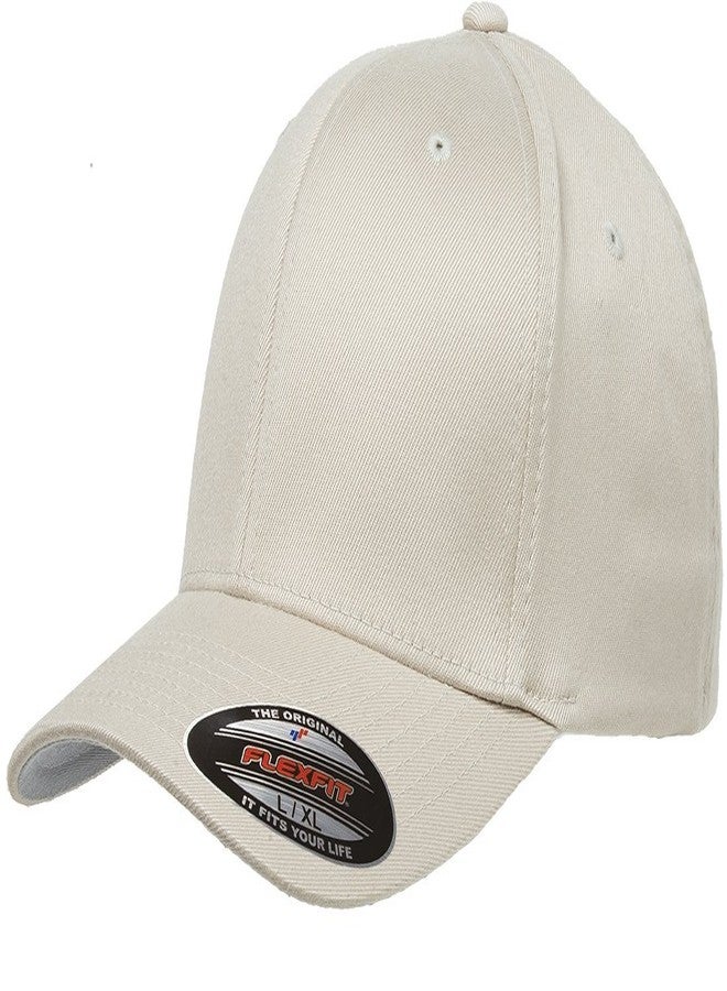 Flexfit Men's Wooly Combed Twill Fitted Baseball Cap, Stone, S-M - Image 1