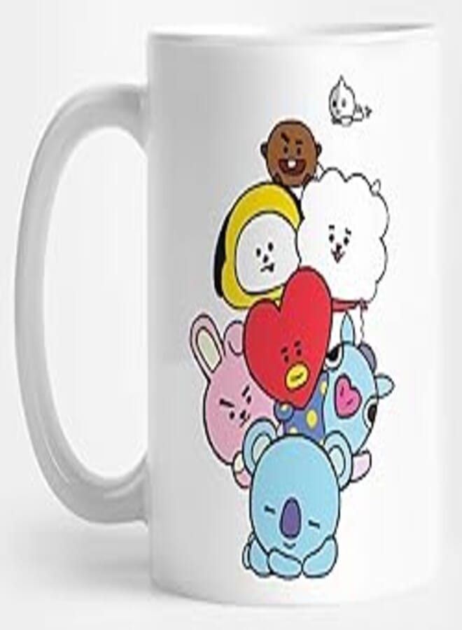 KPOP Coffee Mug - VAN, KOYA, RJ, SHOOKY, MANG, CHIMMY, TATA, COOKY - Coffee Mug for BTS - RM, Jin, Suga, J-Hope, Jimin, V, Jungkook - Cute Mug For Army & Kpop Fans - 11Oz Mug (Cute Artwork #1)